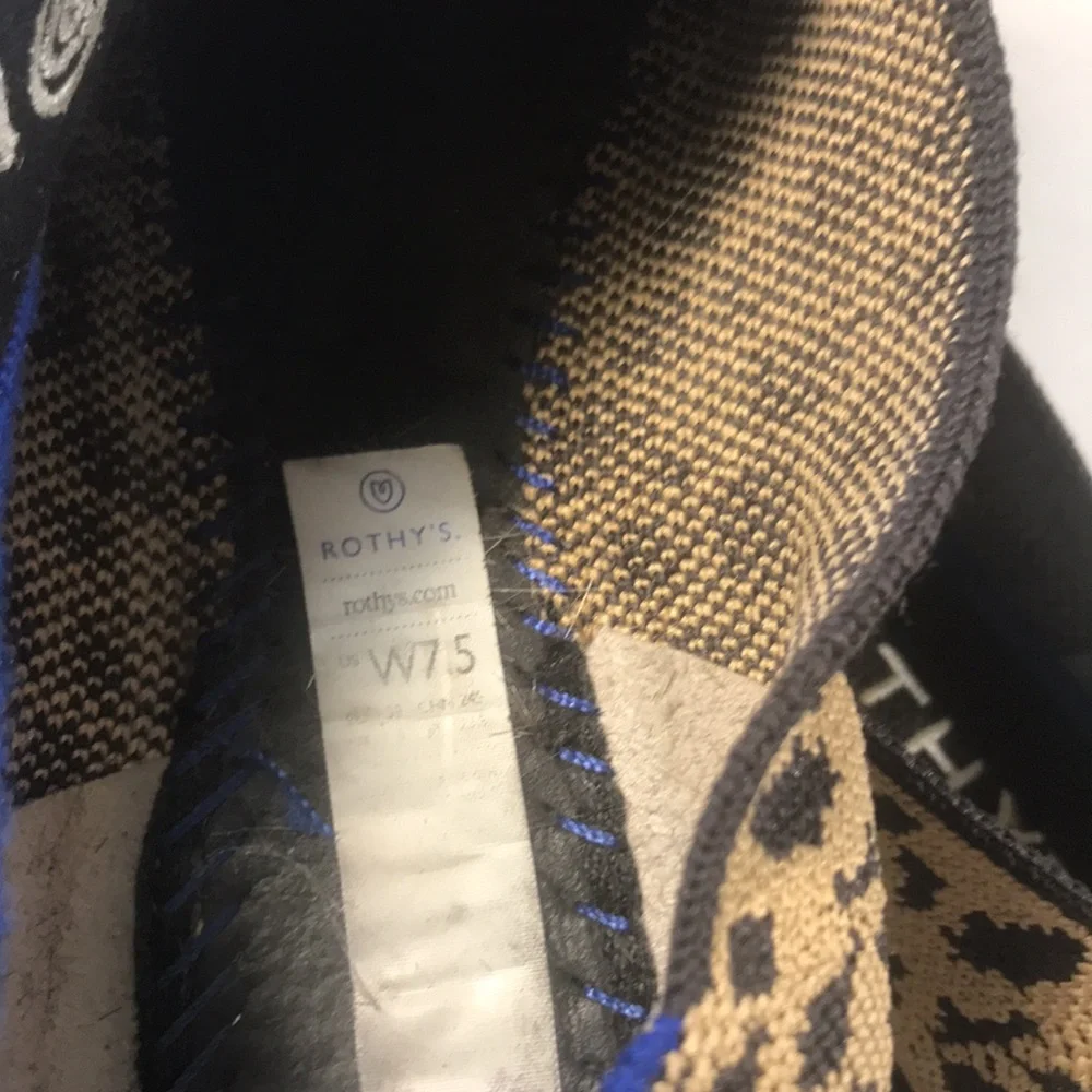 Rothy's Women’s Leopard Print The Point Retired Flats in Tan and Black Size W7.5